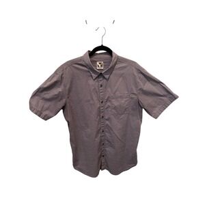 Visive Mens Gray Micro Dot Short Sleeve Button Down Shirt Large Casual Pocket